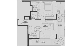Apartment floor plan, 1 bedroom in Olivia Gardens Residence No. 11007