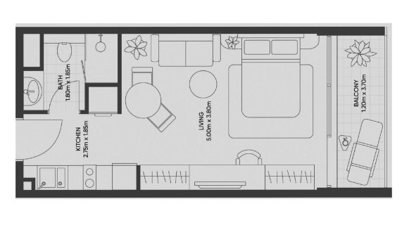 Apartment floor plan in Olivia Gardens Residence No. 11009 (2D)