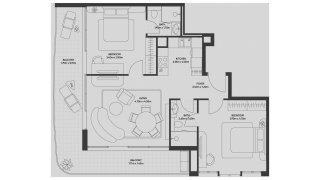 Apartment floor plan, 2 bedrooms in Olivia Gardens Residence No. 11008